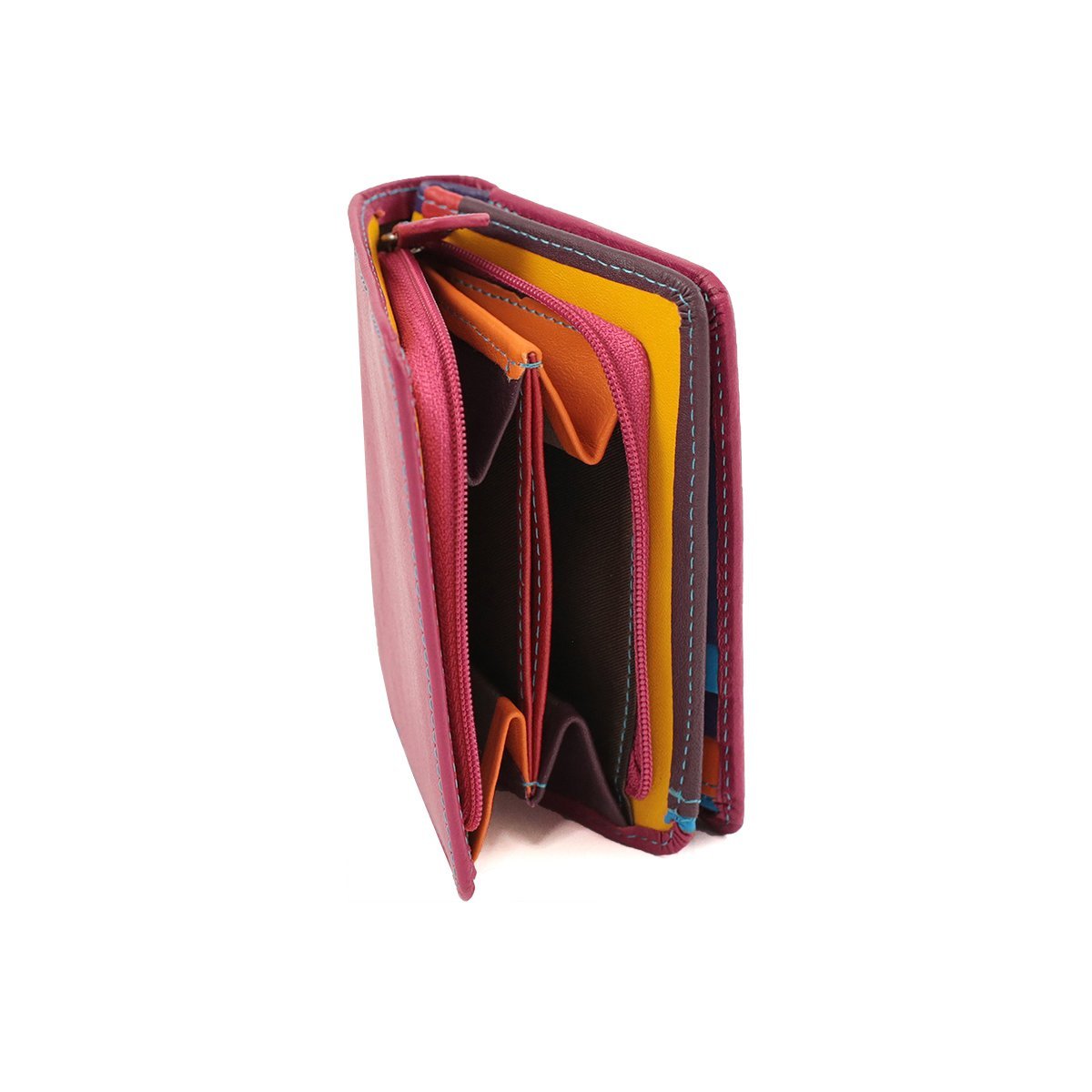 Mini women_s rose wallet open – Real leather Compartments of the women's leather wallet