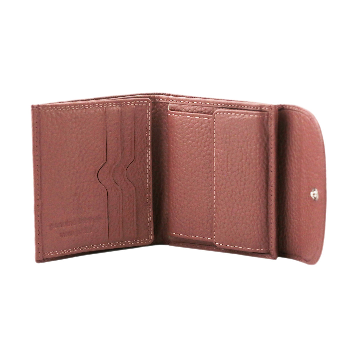 Portfolio in real small pink leather Compartments of the women's leather wallet