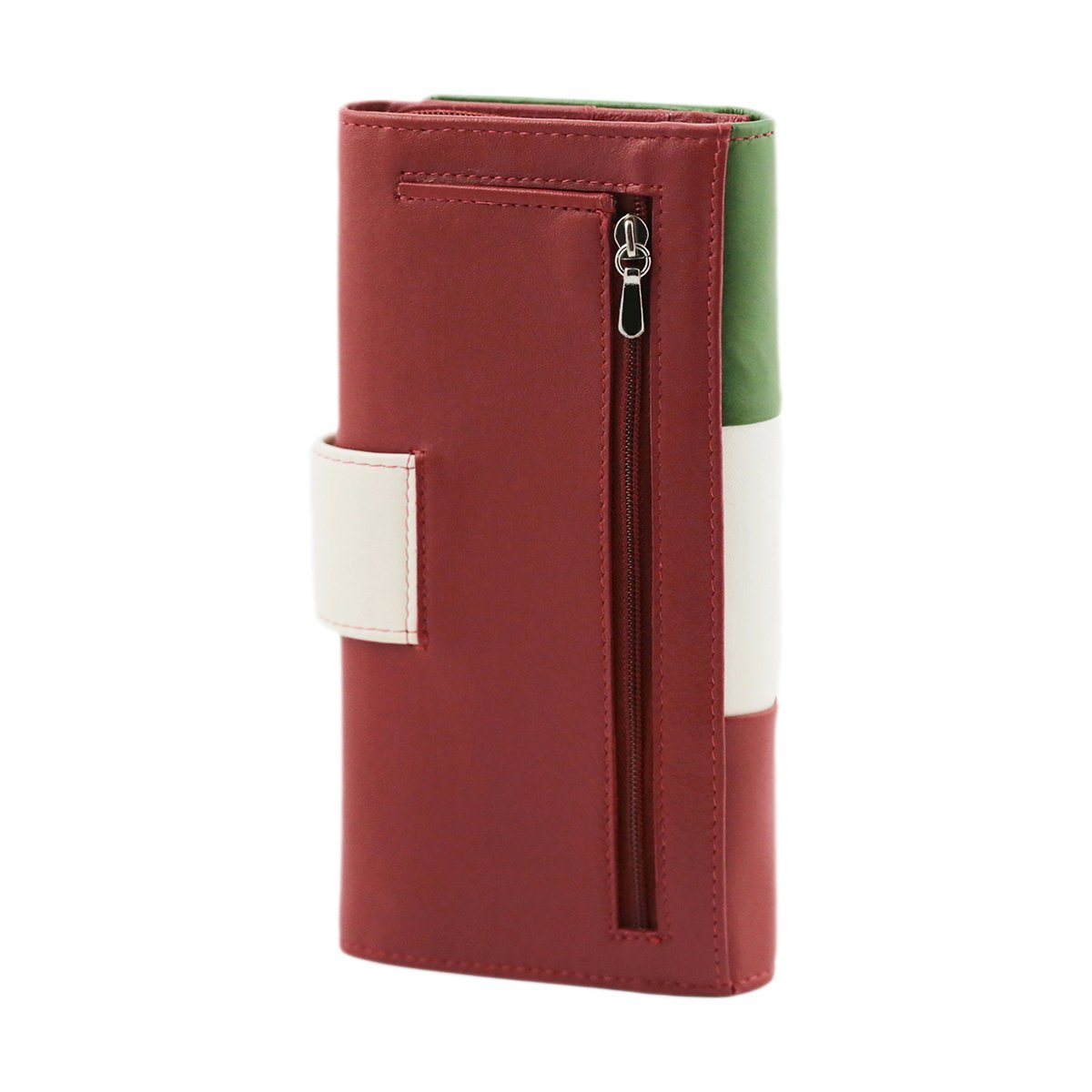 Retro Woman Woman In Leather Flag Italy External pocket of women's leather wallet