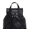Petite female artisan backpack in black leather