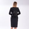 Black backpack made of leather for women